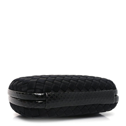 Satin Intreccio Impero Ayers Knot Clutch Black