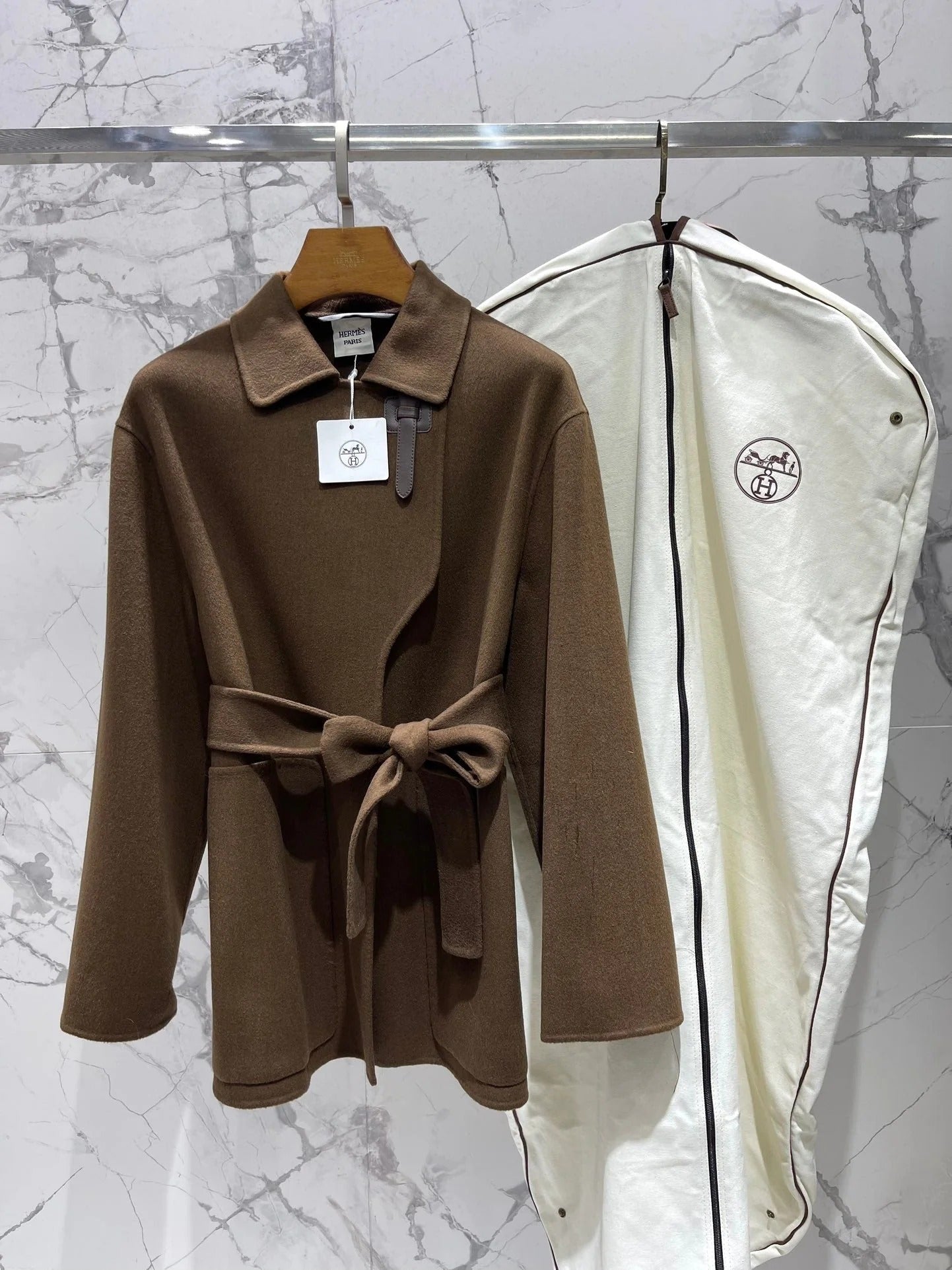HERMES 25S MID-LENGTH CASHMERE COAT 286