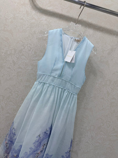Zimmermann Triomphe Melody Maxi Dress Light Blue Cotton 342117