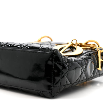 Patent Cannage Mini Lady Dior Black