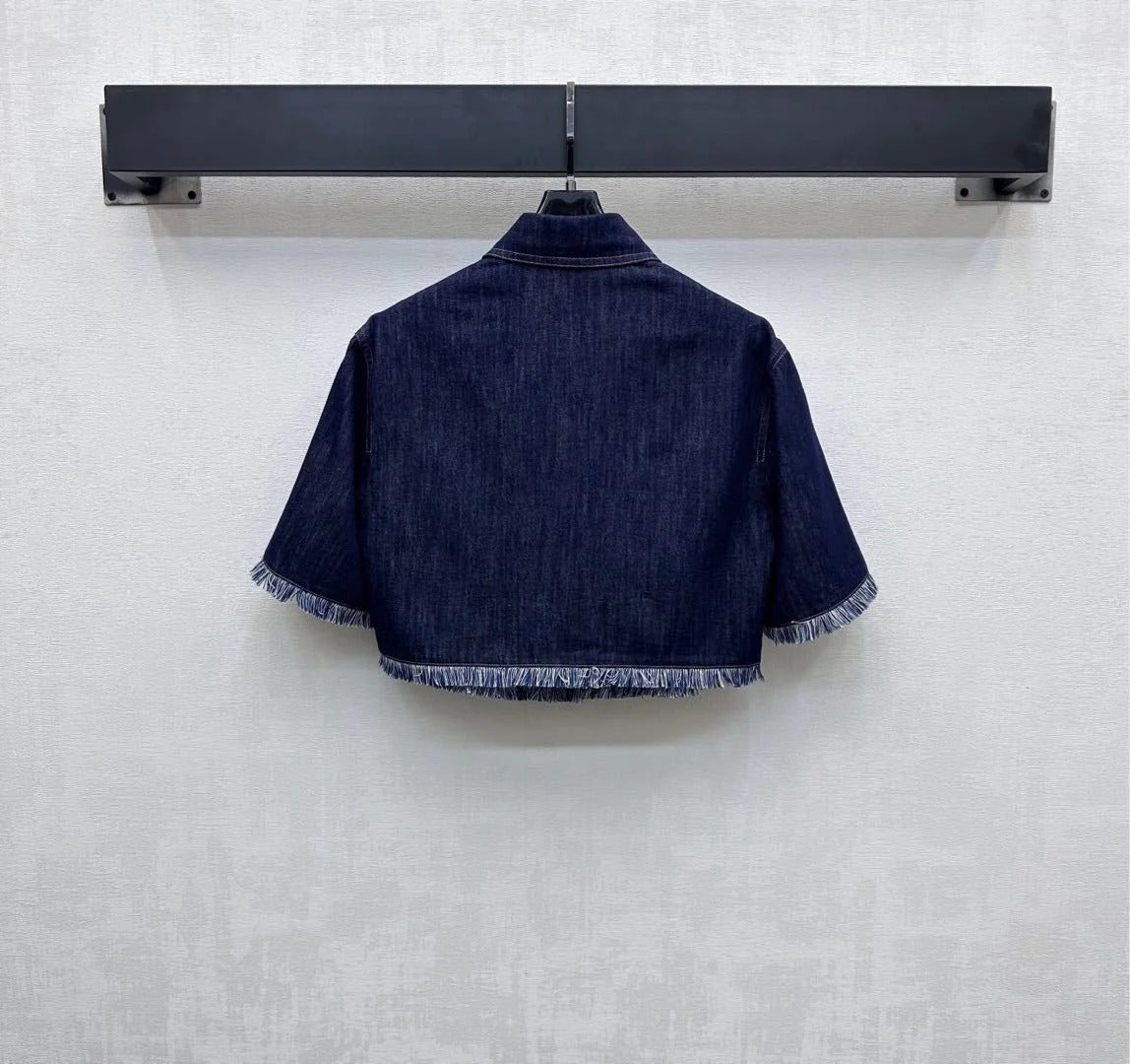 ZIMMERMAN 25S SHORT SLEEVE DENIM SHIRT 264724