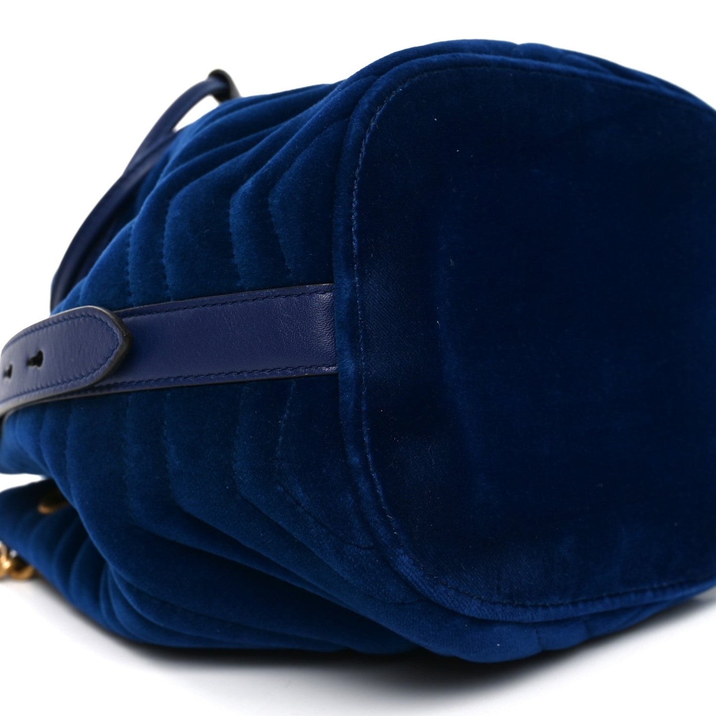 Velvet Matelasse GG Marmont Bucket Bag Cobalt Blue