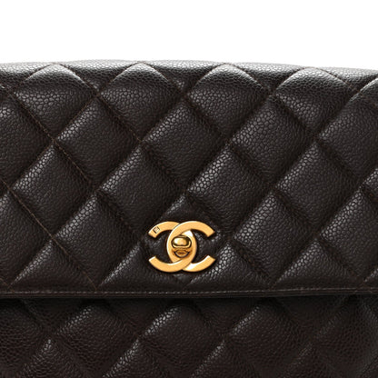 Caviar Quilted Medium Kelly Flap Brown
