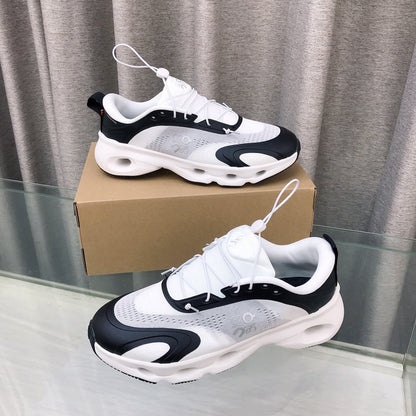 Loewe x on Angpao Couple Running Sneakers White Black Nylon Calfskin 597423