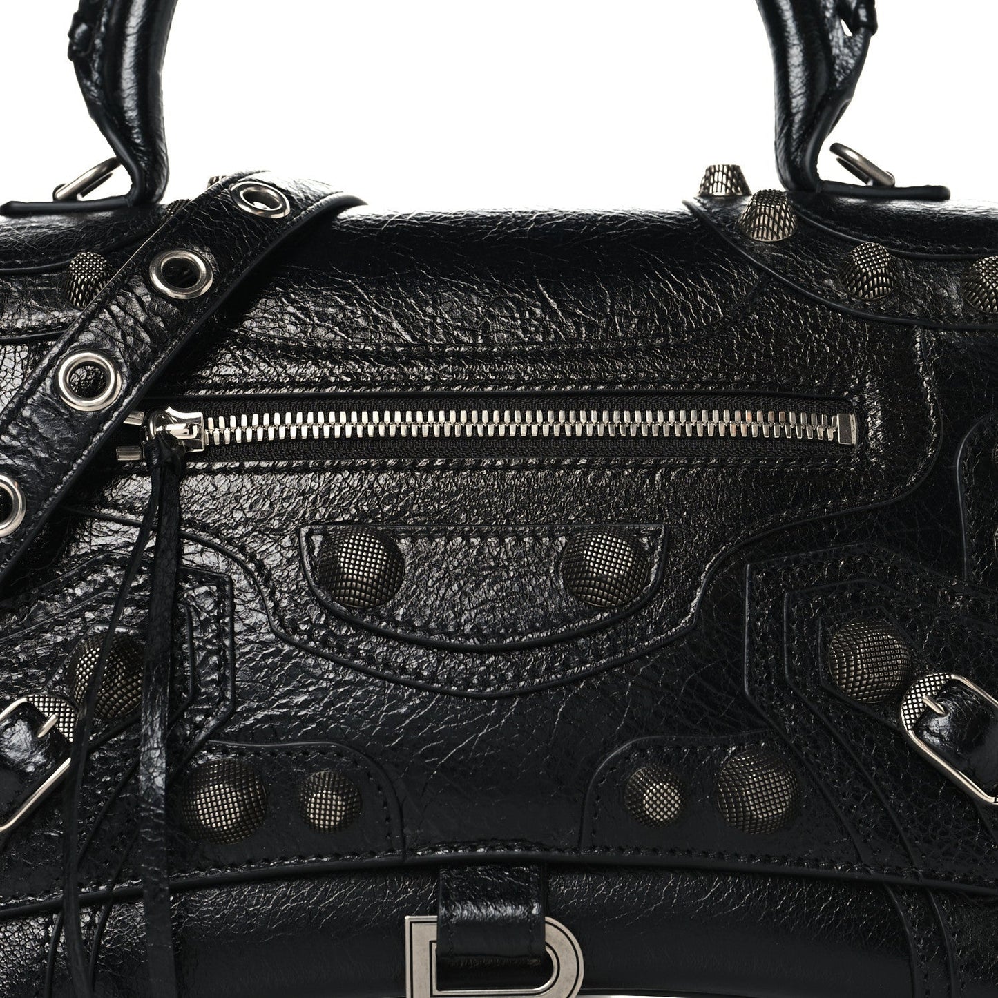 Arena Lambskin Medium Hourglass X Le Cagole Top Handle Bag Black