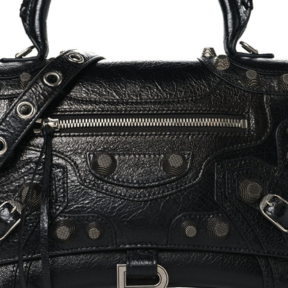 Arena Lambskin Medium Hourglass X Le Cagole Top Handle Bag Black