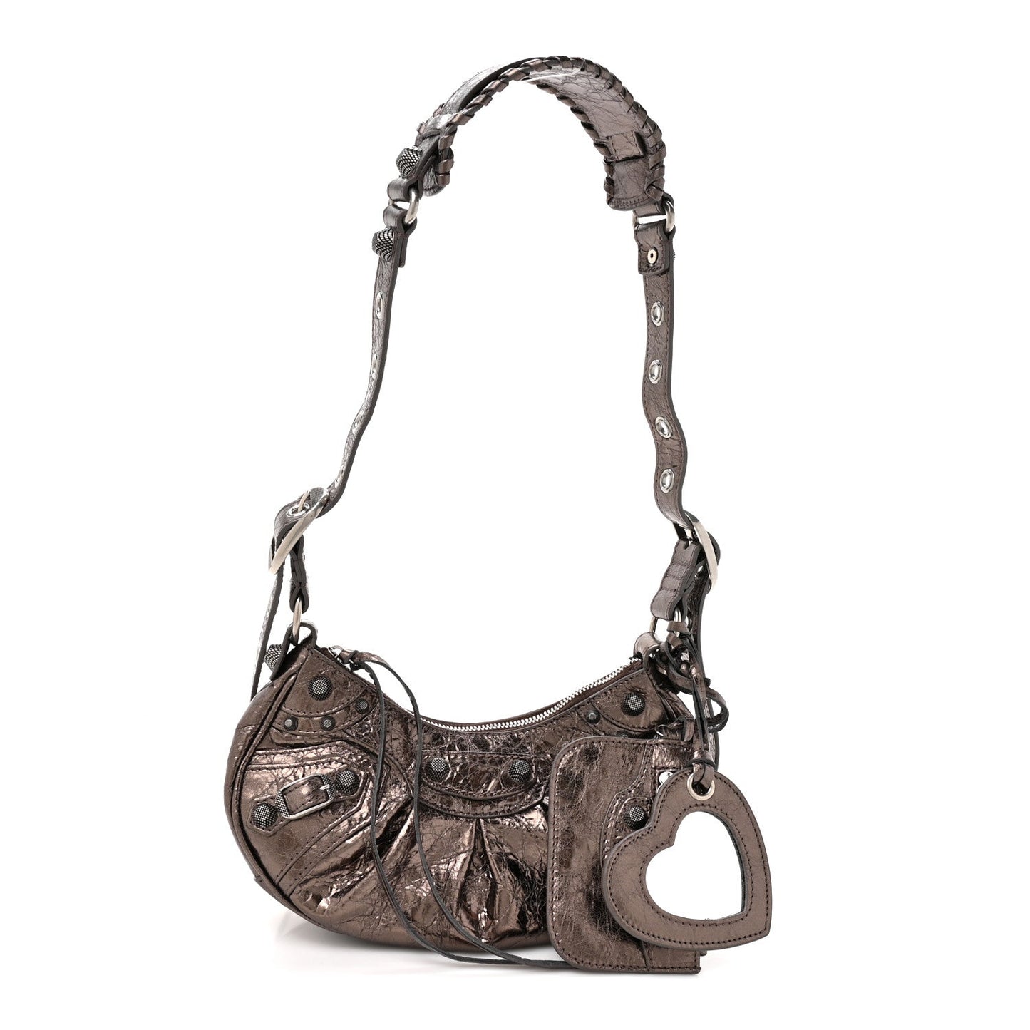 Metallic Agneau Arena Le Cagole Shoulder Bag XS Dark Bronze