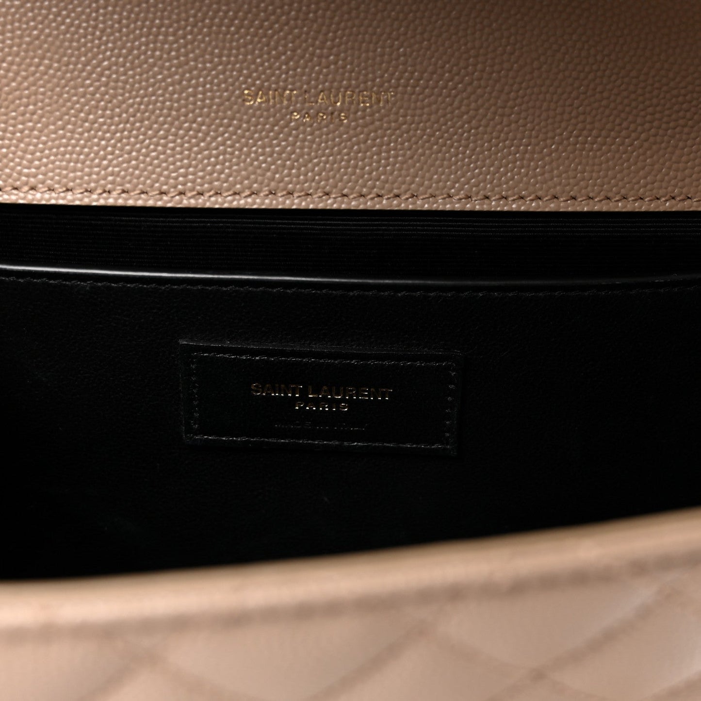 Grain De Poudre Textured Mixed Matelasse Medium Triquilt Monogram Satchel Dark Beige
