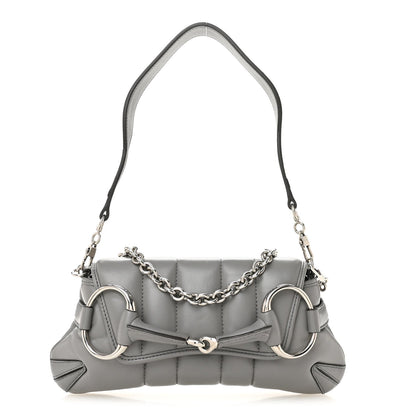 Nappa Vertical Matelasse Small Maxi Horsebit Chain Shoulder Bag Gray