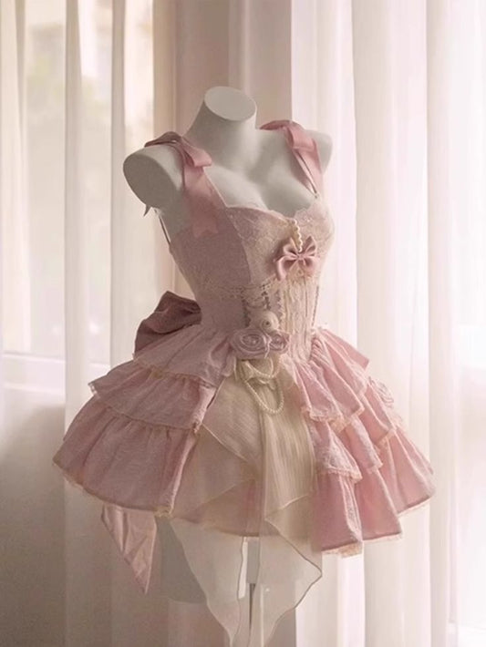 Vintage Pink 3D Flower Design A-line Sleeveless Homecoming Dress TP3405