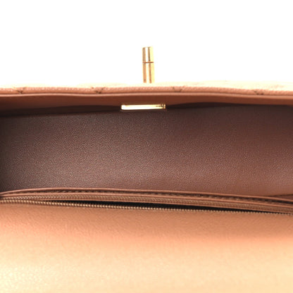 Caviar Quilted Mini Handy CC Flap Camel
