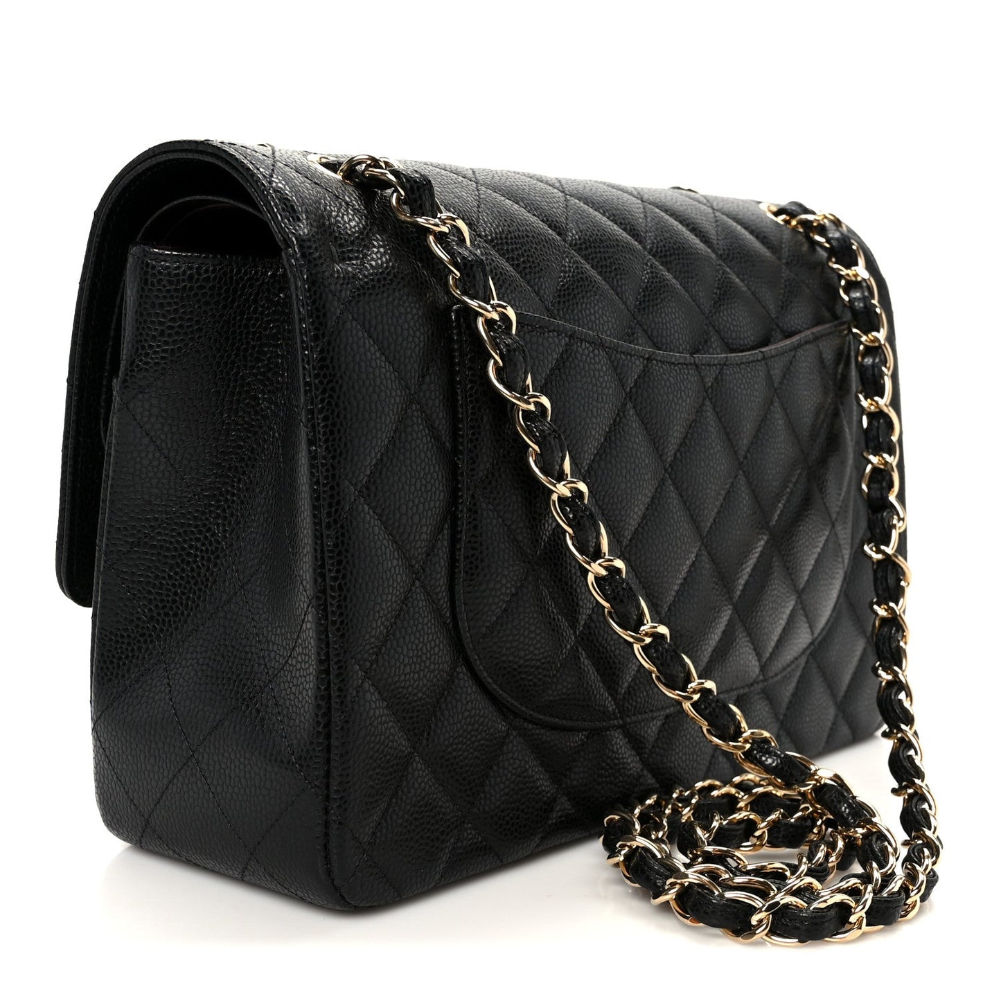 Caviar Quilted Jumbo Double Flap Black
