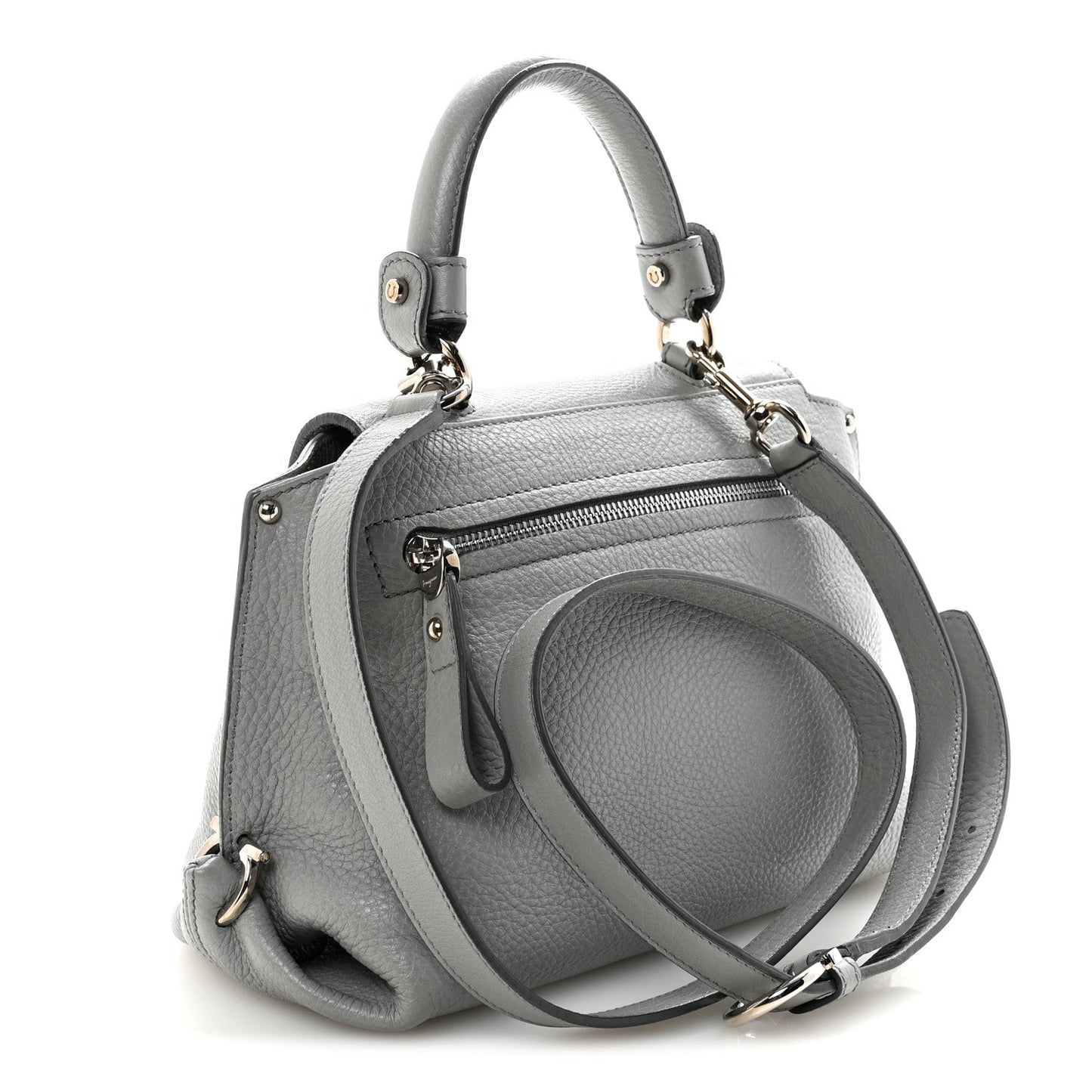 Grained Calfskin Sofia Satchel Grey