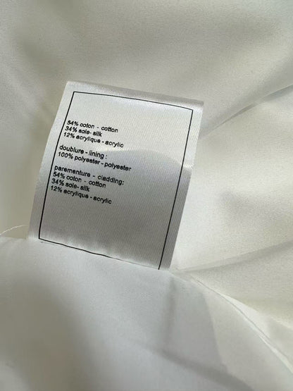 CC 25SS Round Neck Jacket in White Silk Jacquard  277155