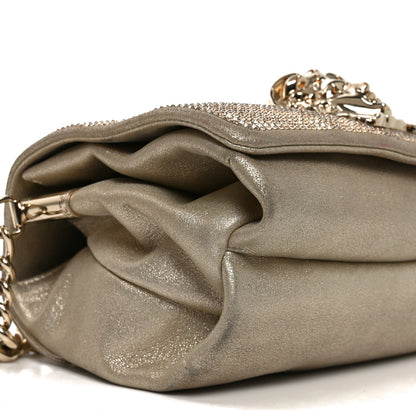 Suede Crystal Medusa Sultan Evening Bag Gold