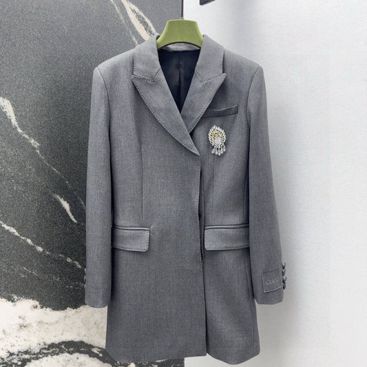 Gucci Suit Jacket Gray Polyester Fiber