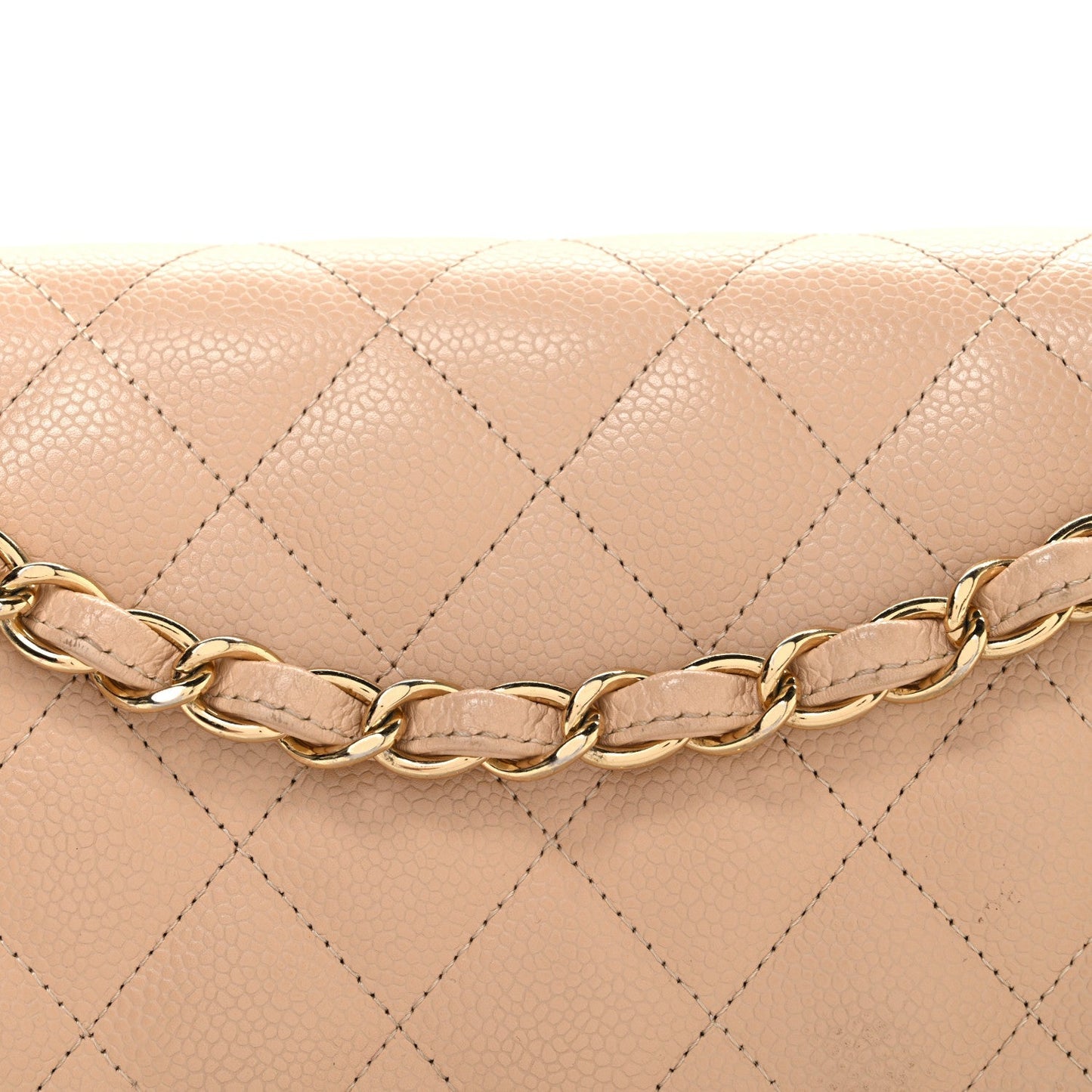 Caviar Quilted Jumbo Double Flap Beige Clair