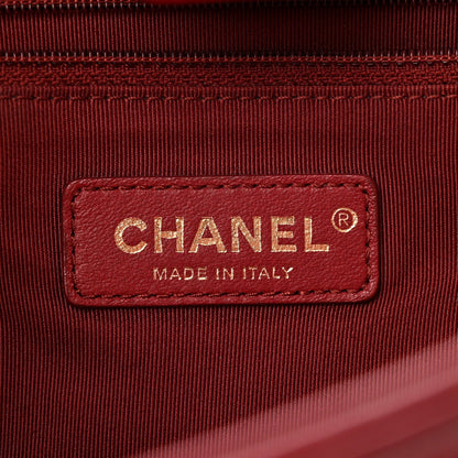 Shiny Aged Calfskin Shopping Bag Red