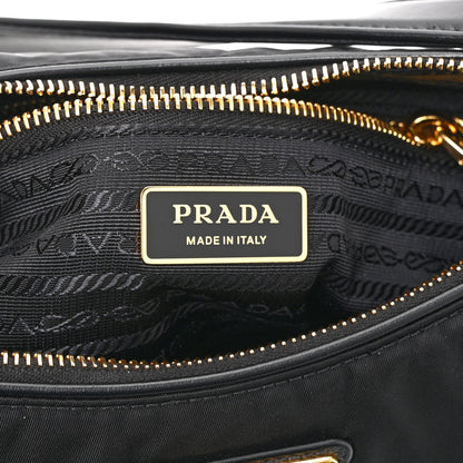 Re-Nylon Vitello Large Aimee Shoulder Bag Black
