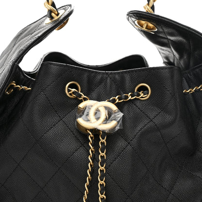 Caviar Quilted Medium Chanel 25 Handbag Black