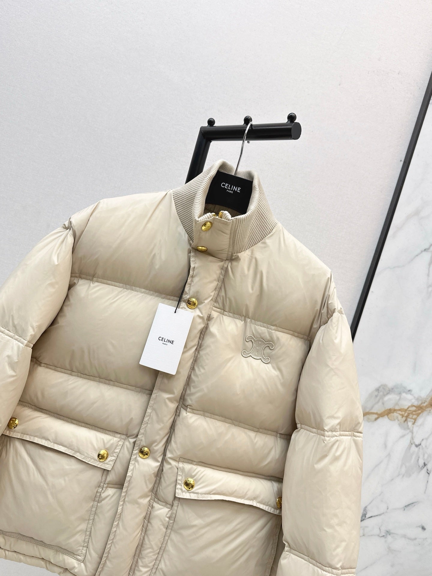 CE 25Ss Stand Collar Puffer Nylon Down Jacket