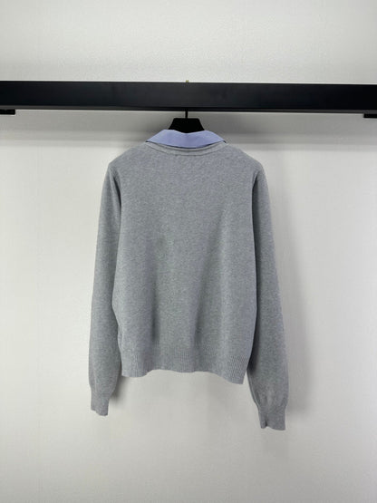 Miumiu 2026 Knit Long-Sleeve Cardigan Light Grey Wool Acrylic Nylon 349050