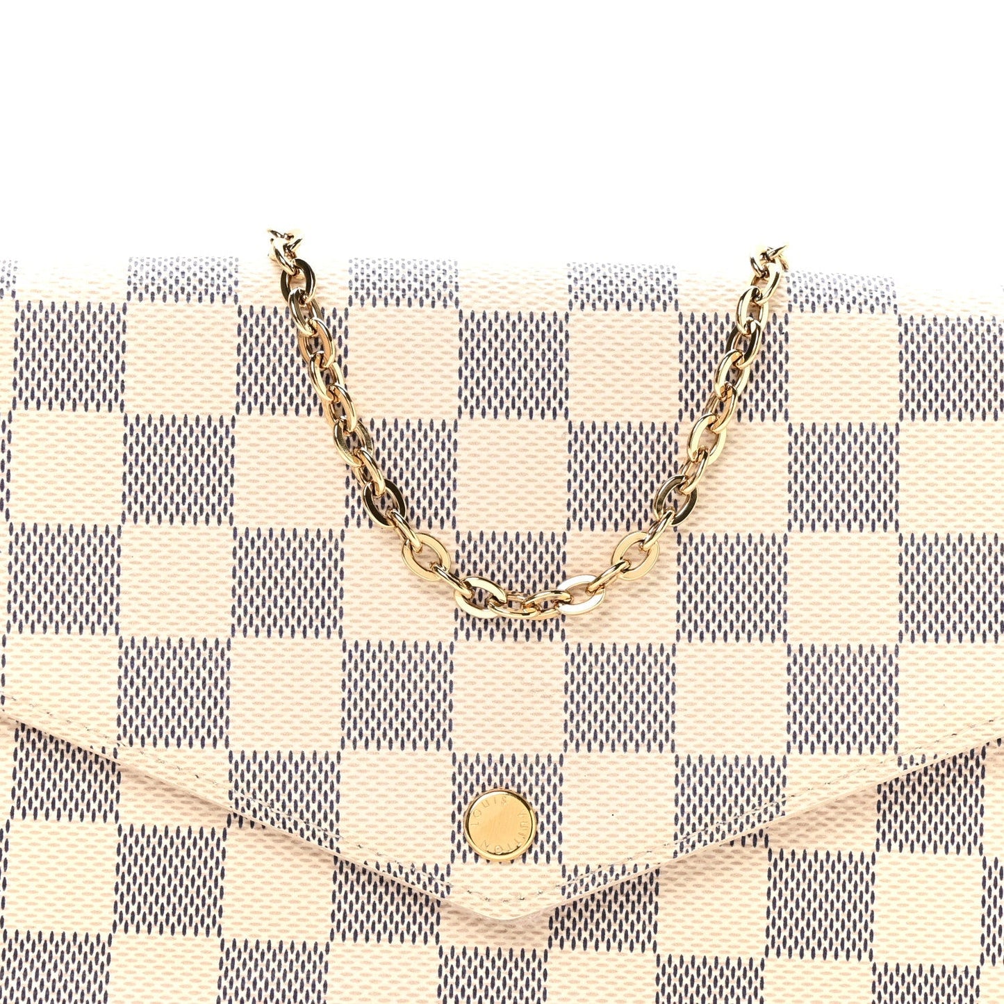 Damier Azur Pochette Felicie Chain Wallet Rose Ballerine