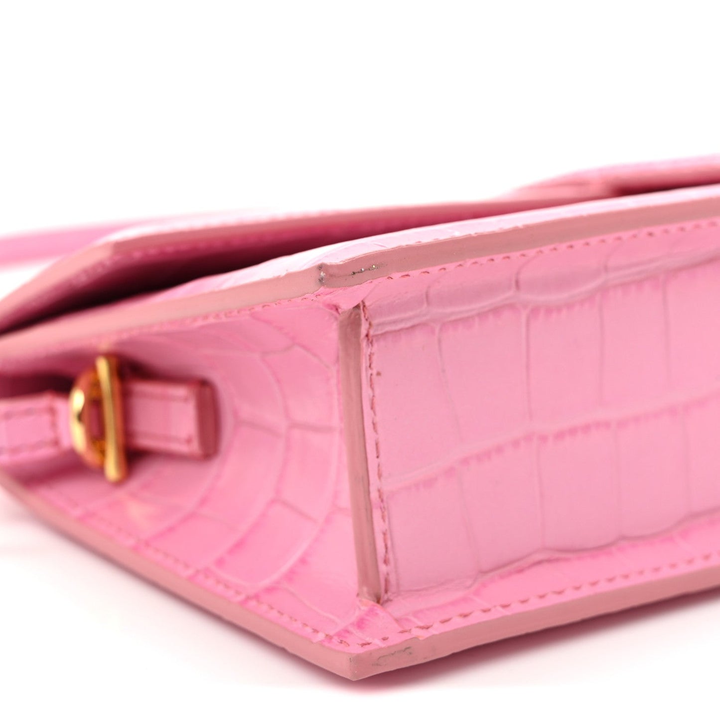 Calfskin Crocodile Embossed Le Bambino Long Pink