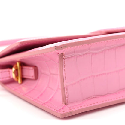 Calfskin Crocodile Embossed Le Bambino Long Pink