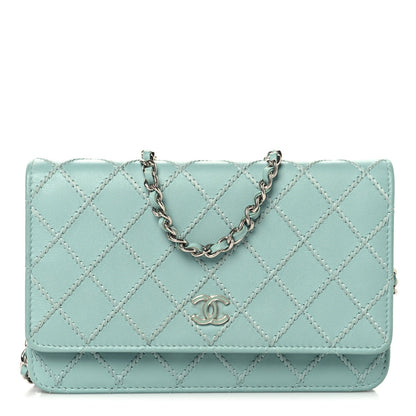 Calfskin Whipstitch Wallet On Chain WOC Green