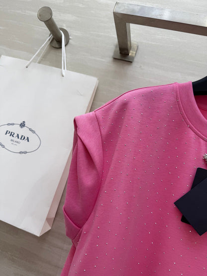 Prada 25 Diamond Dress Pink Cotton