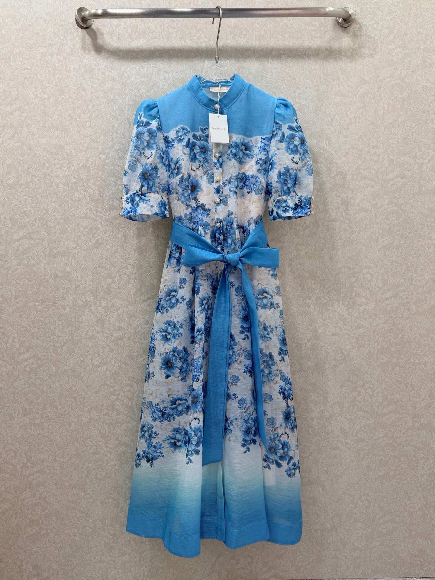 Zimmermann Alisa Dress Blue Floral Cotton 347322