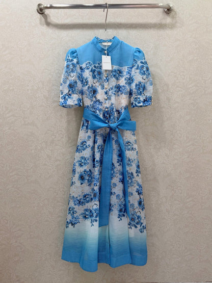 Zimmermann Alisa Dress Blue Floral Cotton 347322