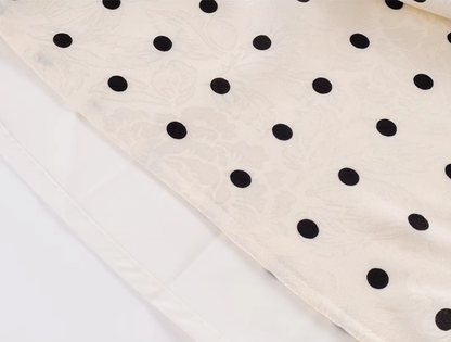 2025 Summer New French Gentle Style Polka Dot Puff Sleeves Ruffled V-Neck Dress R0912