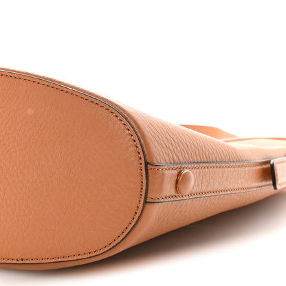 Grainy Calfskin Vertical Hobo Bag Almond Beige