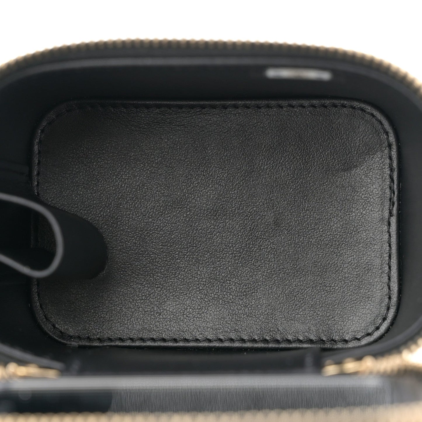 Caviar Quilted Enamel Coco Casino Mini Vanity Case With Chain Black