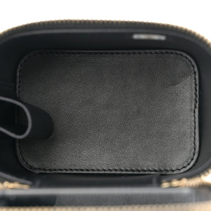 Caviar Quilted Enamel Coco Casino Mini Vanity Case With Chain Black