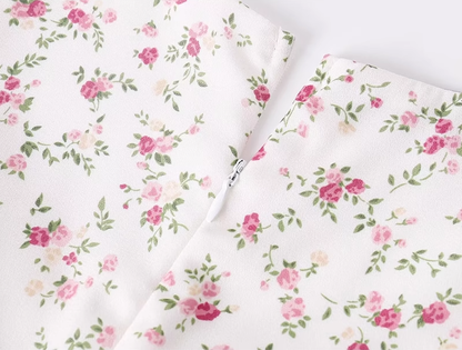 2025 summer new French pink floral girl age-reducing waist long dress R0921