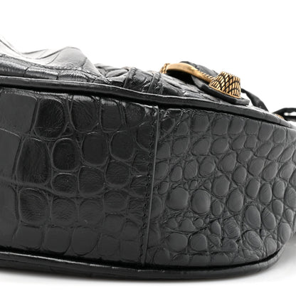 Extra Supple Calfskin Crocodile Embossed Le Cagole Shoulder Bag XS Black