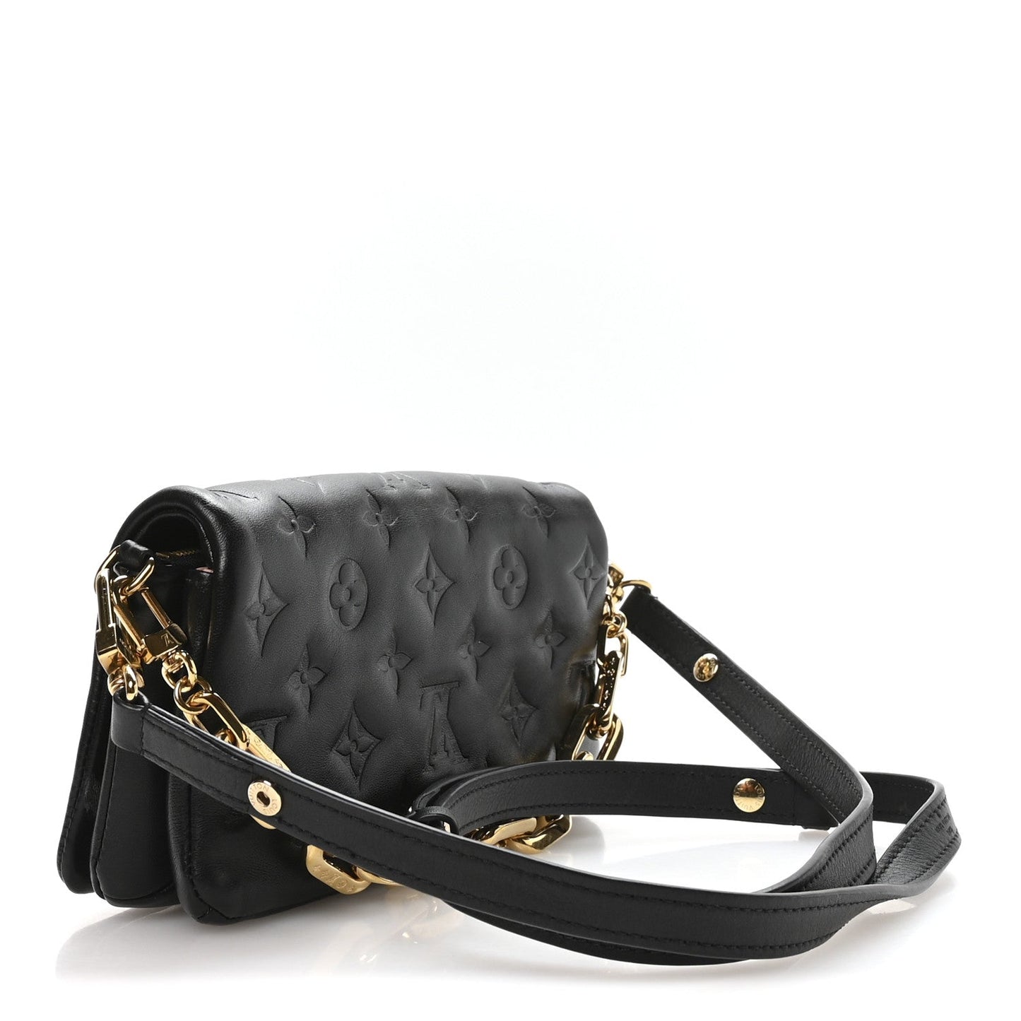 Lambskin Embossed Monogram Pochette Coussin Crossbody Black