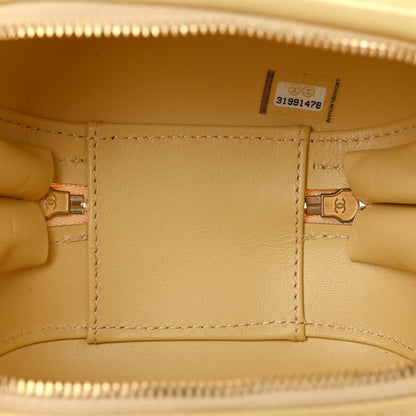 Lambskin Quilted CC Bubble Vanity Case With Chain Light Yellow