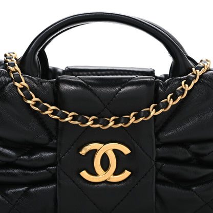 Lambskin Quilted Mini Bow Bag Black