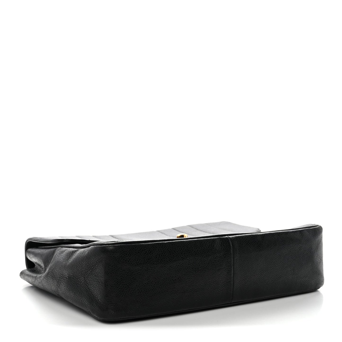 Caviar Vertical Quilted Small Single Flap Black