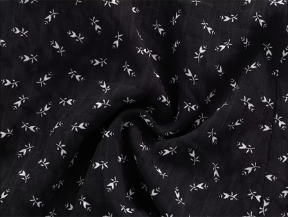 2025 Summer New Black Retro Floral A-line Waist Short Suspender Dress R0977