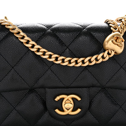 Caviar Quilted Mini Sweetheart Rectangular Flap Black