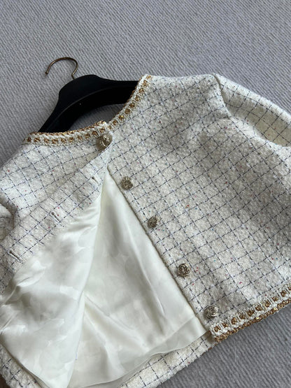 CC 25 Two-way Jacket White Wool Silk