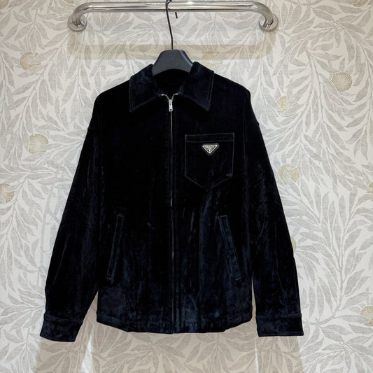 Prada Long Coat Black Velvet