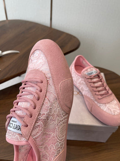 Jimmy Choo Sunny F Sneaker Pink Lace Leather
