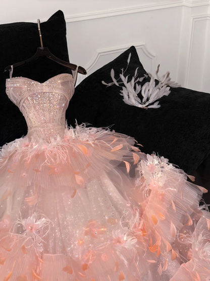 Gorgeous Shiny Beaded Sweetheart Princess Dress A-Line Floor-length Evening Dress Prom Dresses TP4188