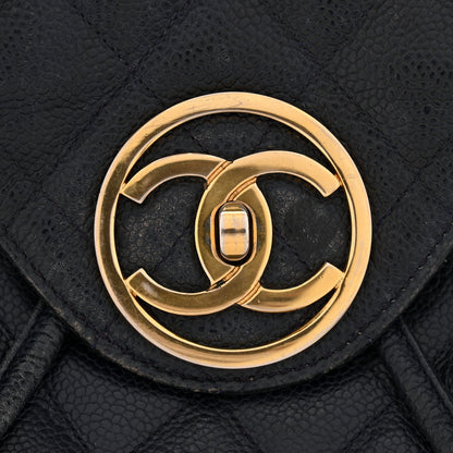 Caviar Quilted CC Drawstring Backpack Navy